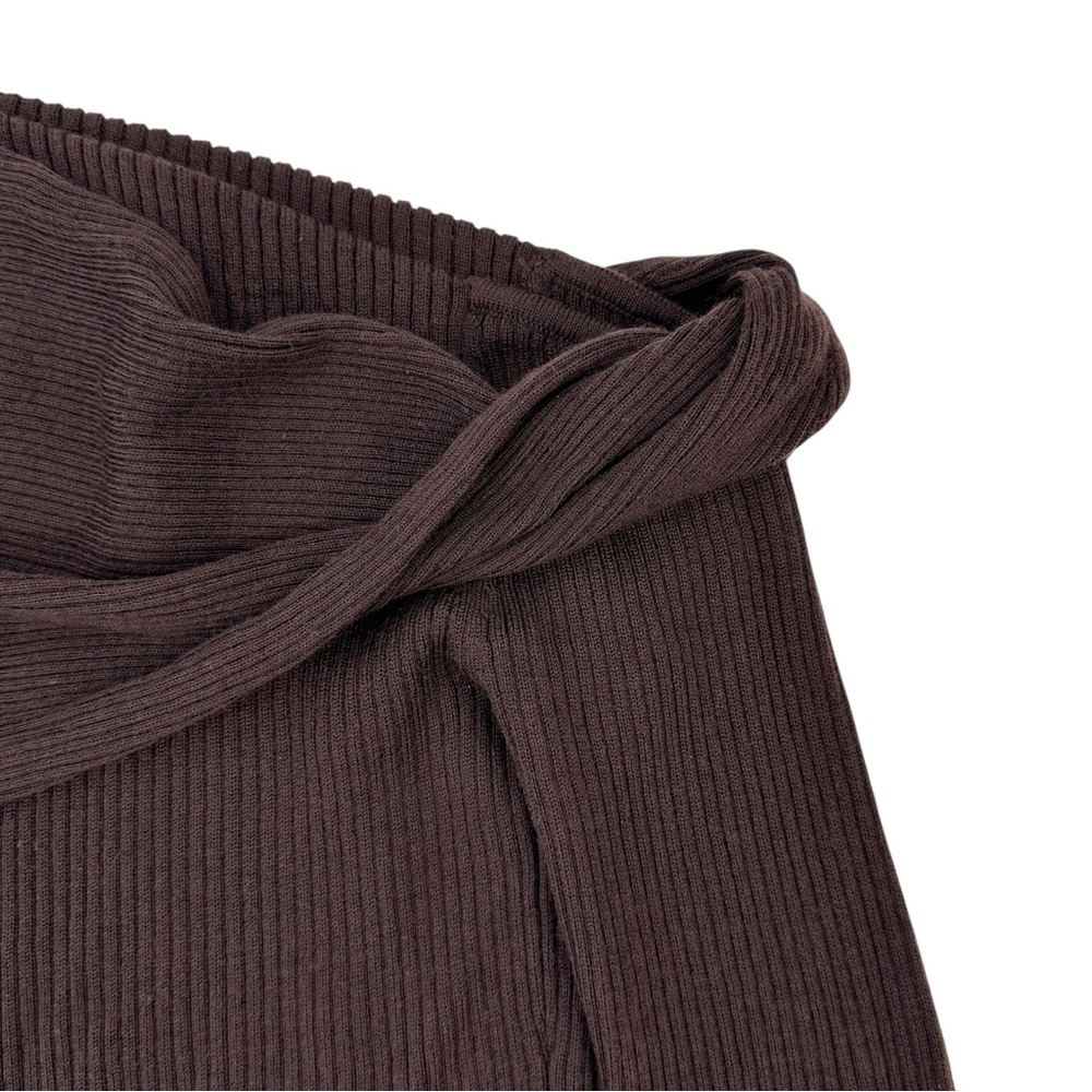 Reformation Lilou Brown Regenerative Merino Wool Off Shoulder Rib Knit Sweater - Picture 6 of 12
